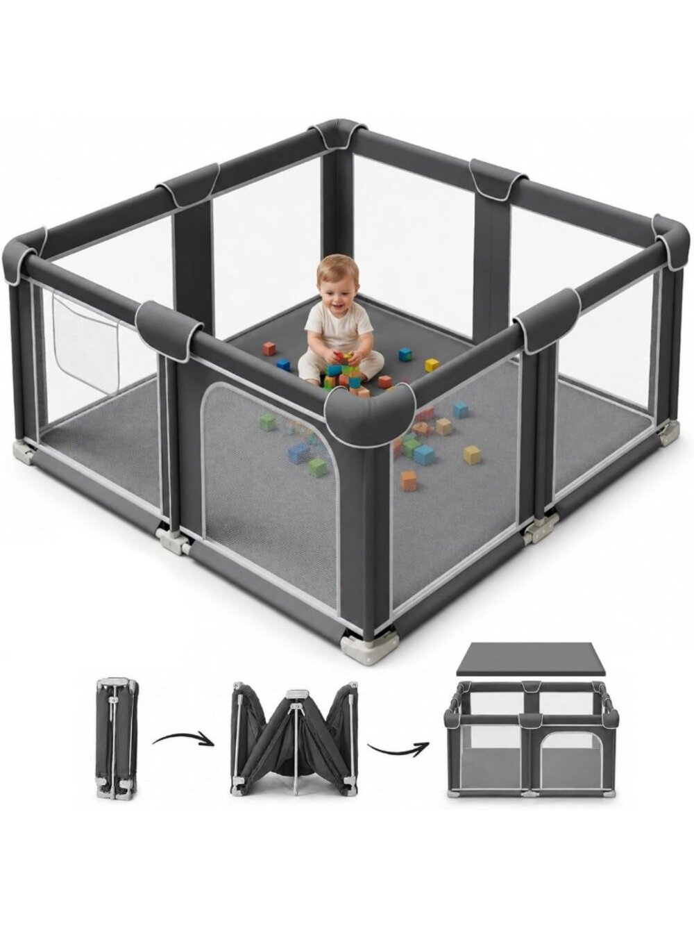 50"x50" Foldable Playpen for Babies & Toddlers - Portable Indoor/Outdoor Play